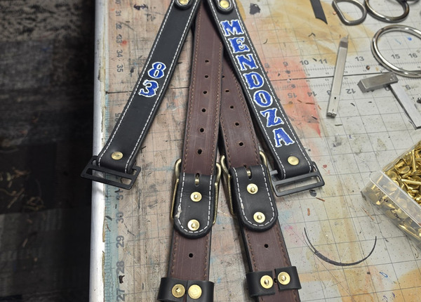 Custom leather suspenders